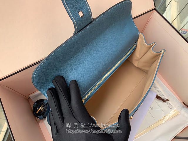 DELVAUX女包 春夏新色 Birllant 手縫togo皮系列 德爾沃女手提包 手拎包 DS0028孔雀藍橫版 Delvaux單肩斜挎包  fcs1420